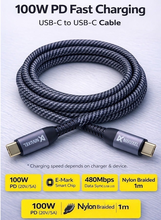 NIVUXEL NIVUXEL Usb C Cable 1m Braided usbc 1 M 100W Z4D3AB208D8E0FCB182B1Z